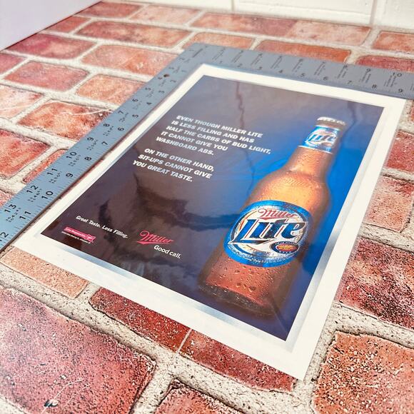 2005 Miller Lite Beer Ad Less Filling Half Carb Y2K Washboard Abs Humor Ephemera - Picture 5 of 8